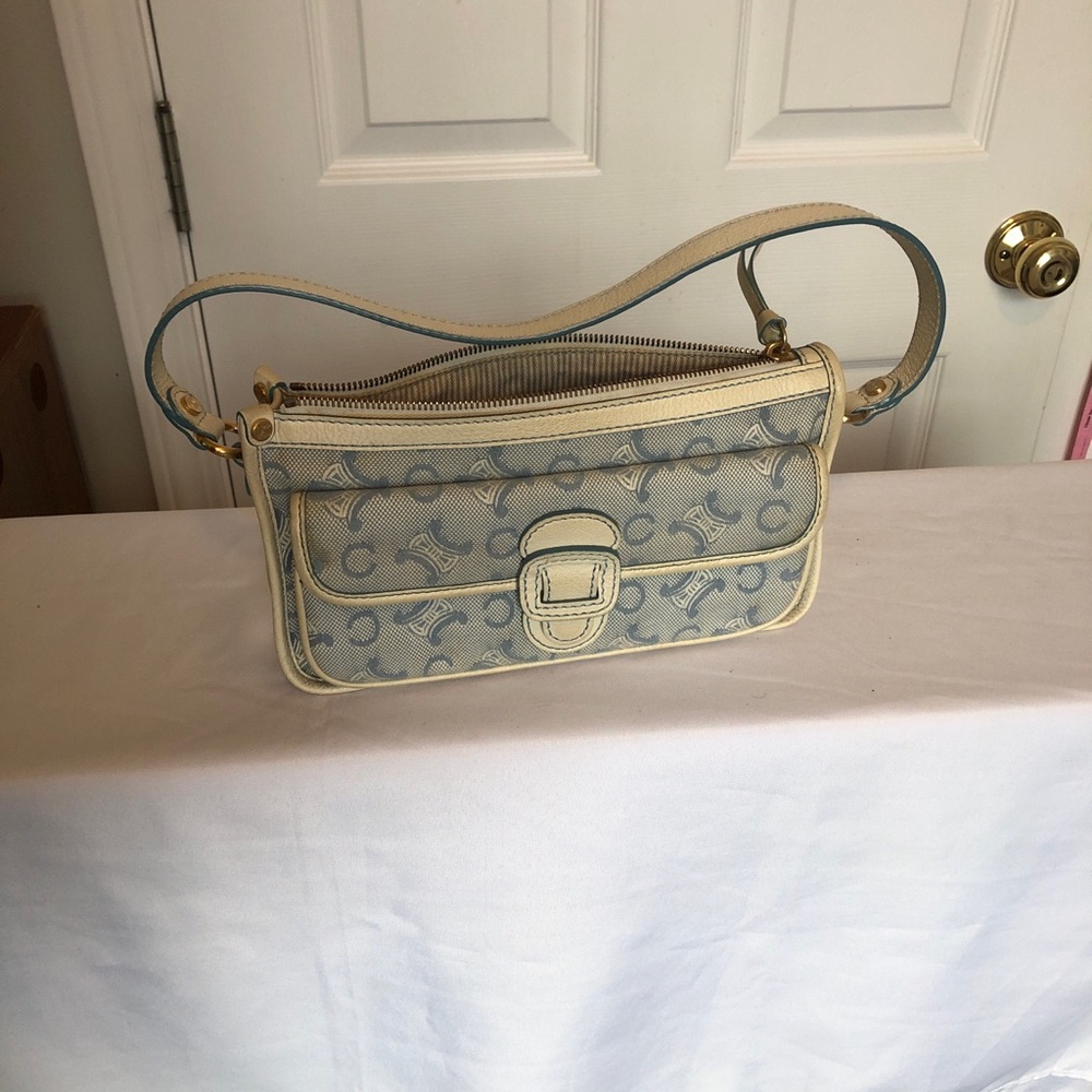 CELINE Vintage Elegant Blue and Cream Shoulder Bag - Picture 8 of 8
